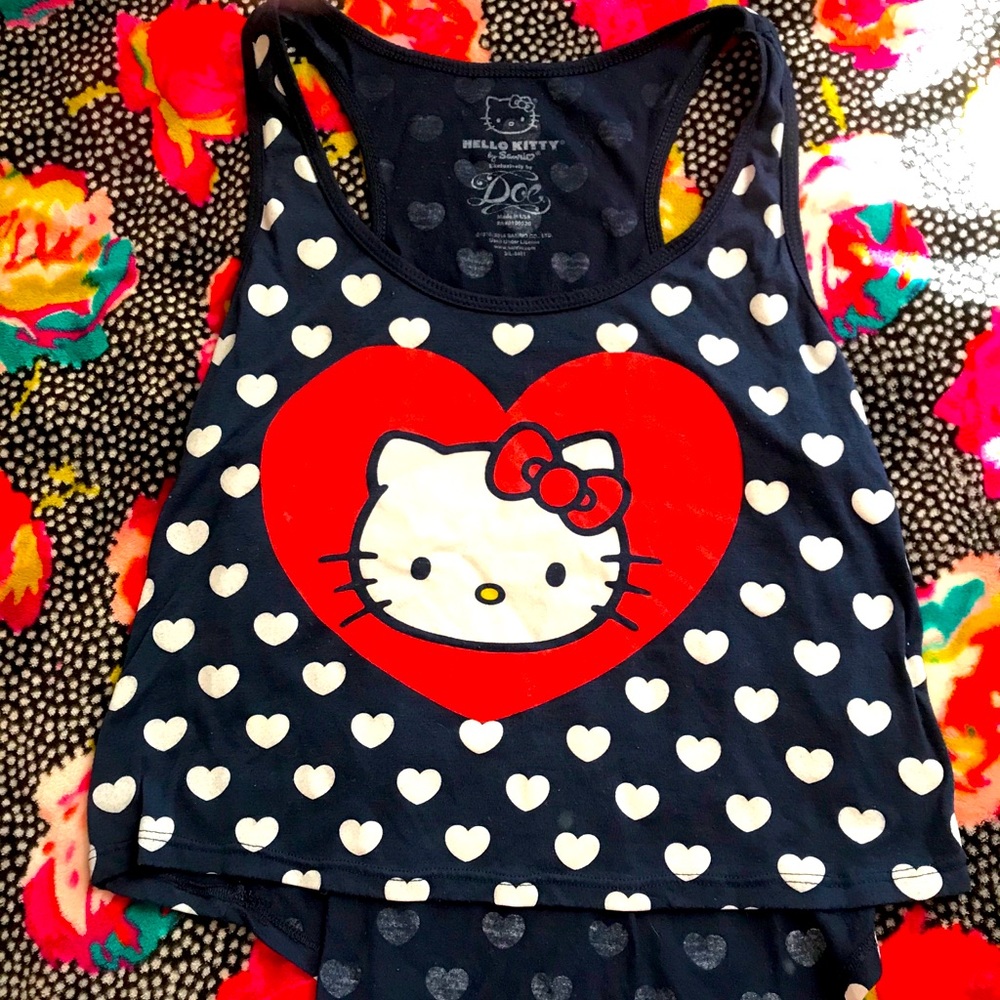Juniors Hello Kitty Polka Dot Crop Top